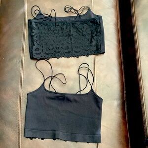 Black bralettes (2) w/lace back. Size S & size L. NWOT.